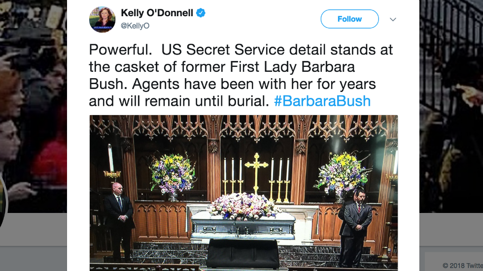 thehill's tweet photo. Five powerful moments commemorating Barbara Bush after her death https://t.co/qivnArOVrn https://t.co/1X0NDLHAHp