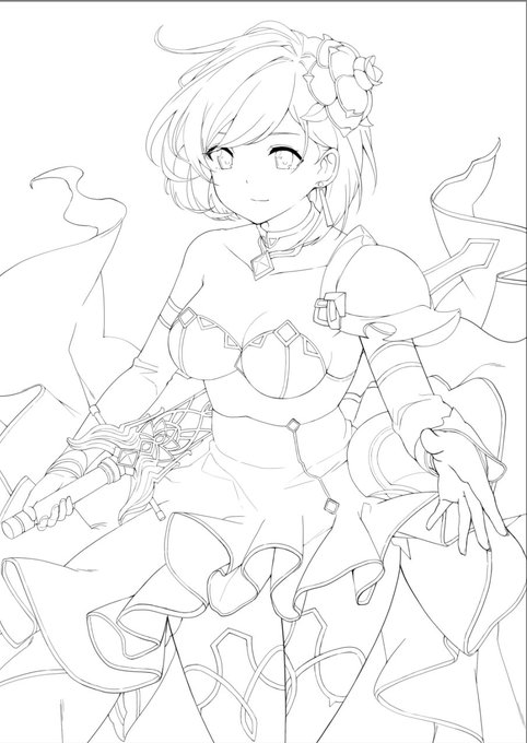 やっと線画できた 