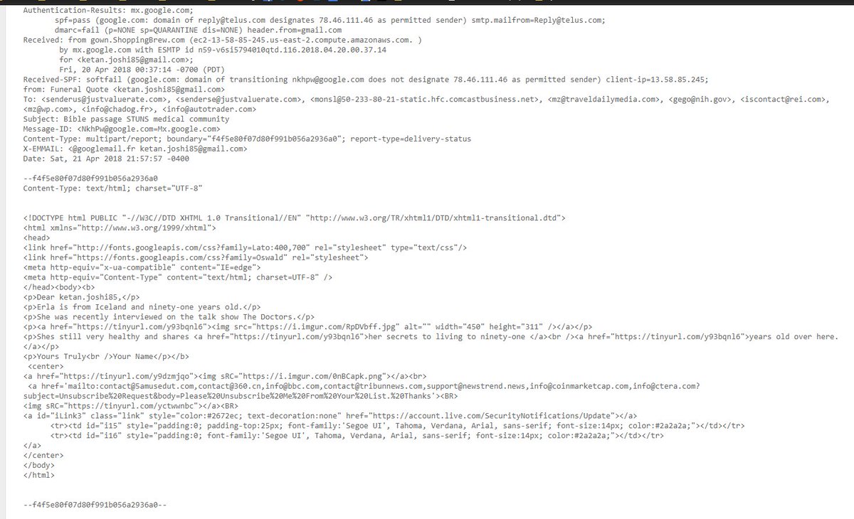 KetanJ0's tweet image. Here&apos;s the HTML from Google&apos;s Gmail #spamattack  - seemingly from @TELUS