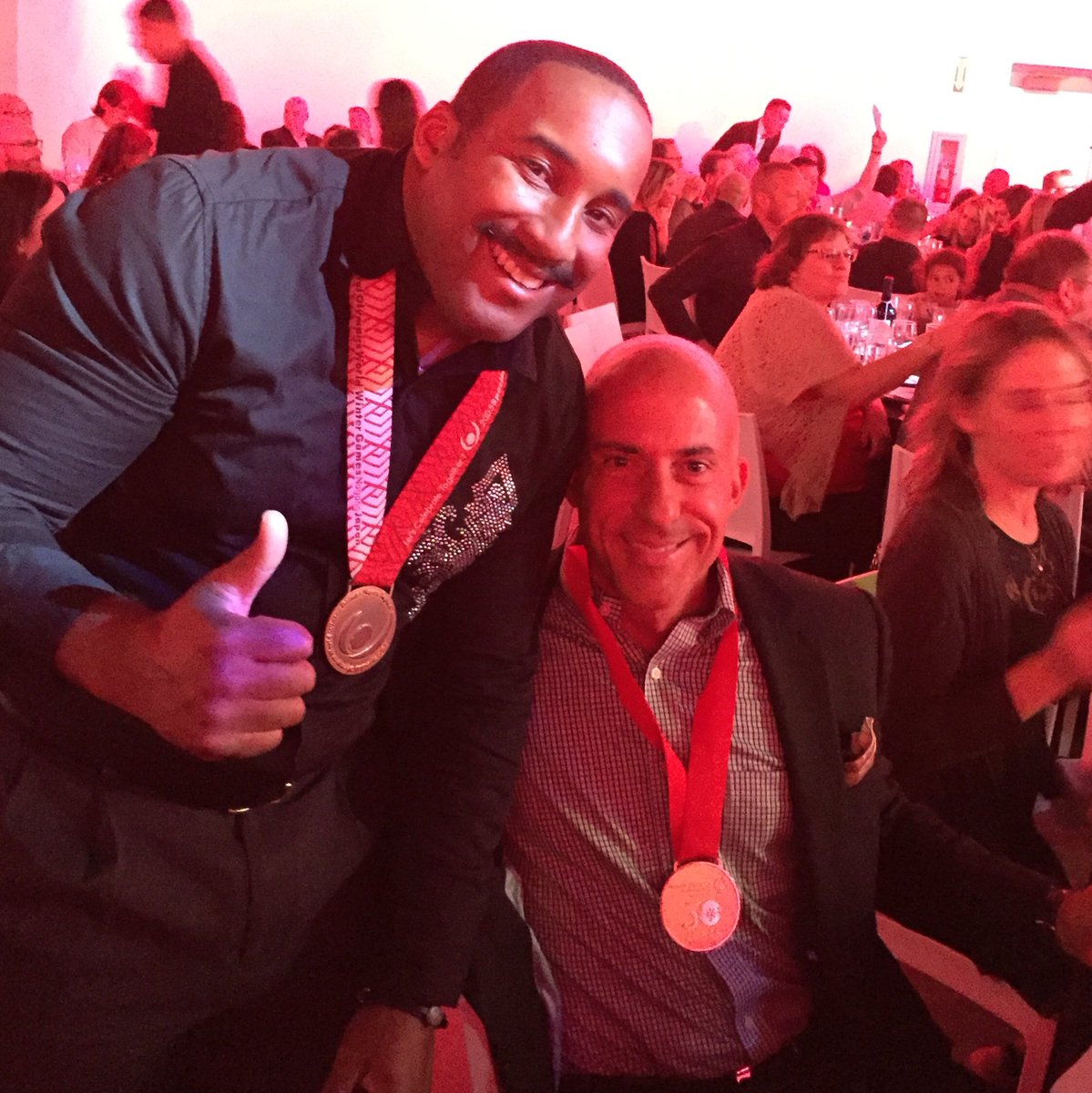 sosc_occ's tweet image. Sponsor an athlete $500 level supporter receiving his medal from a #SOSCAthlete. #SpecialOlympicsOC50