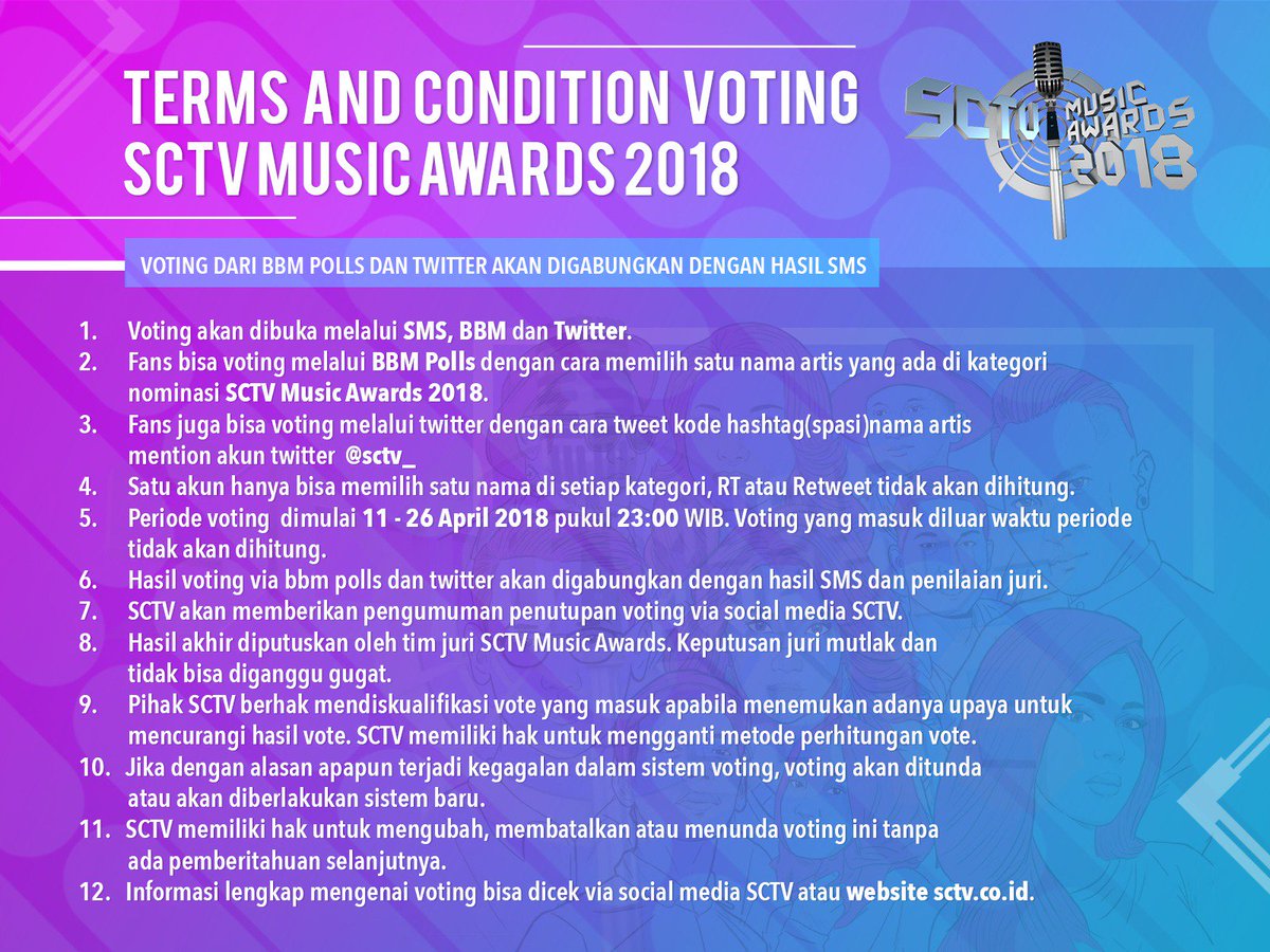 SCTV's tweet photo. Selamat sore, SCTV Fevers~
Mimin mau ingatkan kalian soal mekanisme dukung penyanyi favorit kalian di #SMA2018 nih!

Siap buat #VoteSMA2018 hari ini? https://t.co/uCsJ5nhiQ7