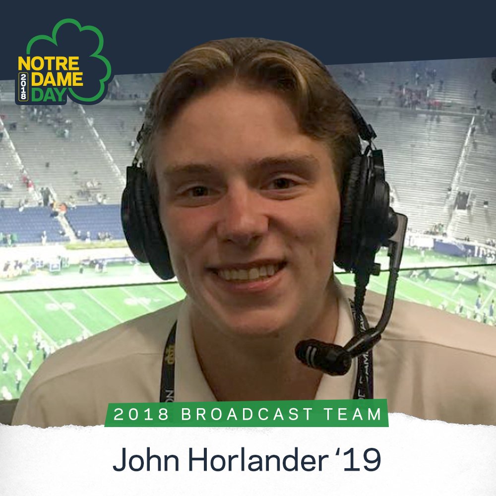 NDjsmall's tweet photo. This @notredame student calls @NDFootball games on WVFI -- he's going to be a name you'll be hearing for years to come.  Another from our "rookie" draft class.  He's a first round pick -- @JohnHorlanderND is in the house!  Catch him on https://t.co/EPg6AIDh6Z -- starts Sunday! https://t.co/g0zMX11suy