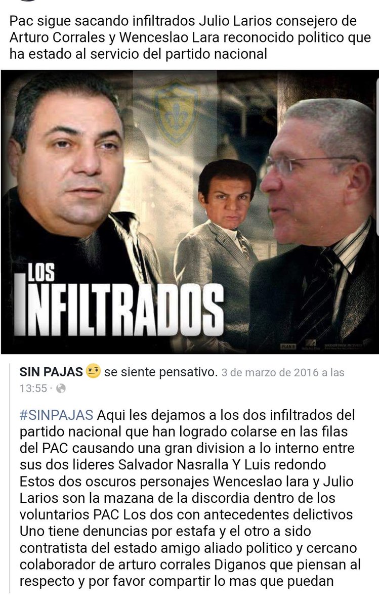 HNTuitero's tweet photo. @manuelzr Julio Larios, Nacionalista que trabaja con Arturo Corrales desde el 2011. Su trabajo fue infiltrarse, robar información del PAC y debilitar a Salvador. Y parece que sigue en su labor...
¿Hasta cuándo el #PartidoNacional seguida su campaña contra la Oposición? 🤬 https://t.co/blviYVqXLW