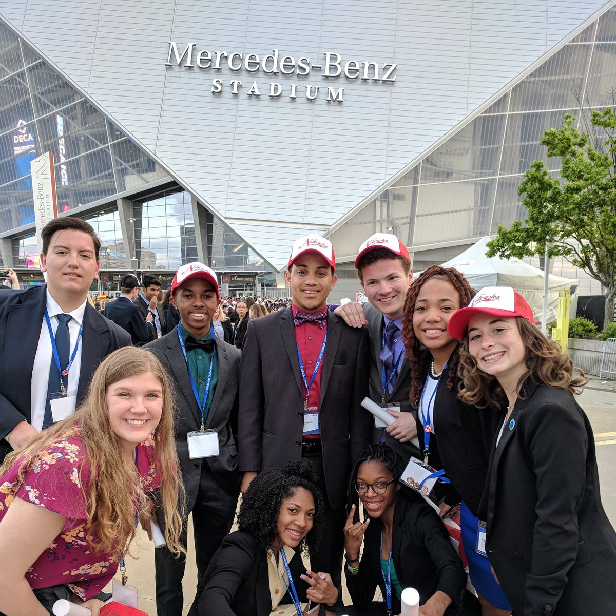 VictoriaWiles1's tweet photo. Eagles in the Falcons house...new Mercedes-Benz Stadium.  DECA ICDC Opening session https://t.co/3QxRSFbpry