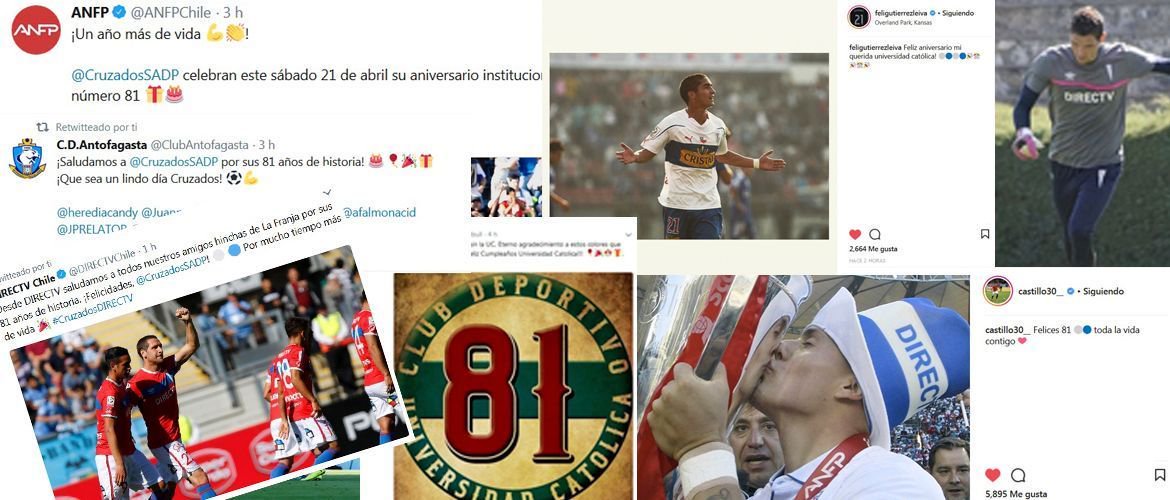 Cruzados's tweet image. Futbolistas actuales, exjugadores del Plantel Profesional, históricos Cruzados, hinchas, clubes, instituciones y auspiciadores, hicieron llegar sus mensajes por los #81AñosUC 🔵⚪️ 💪 

¡Muchas gracias a todos!

Revisa los saludos 
👉 buff.ly/2HgZpse