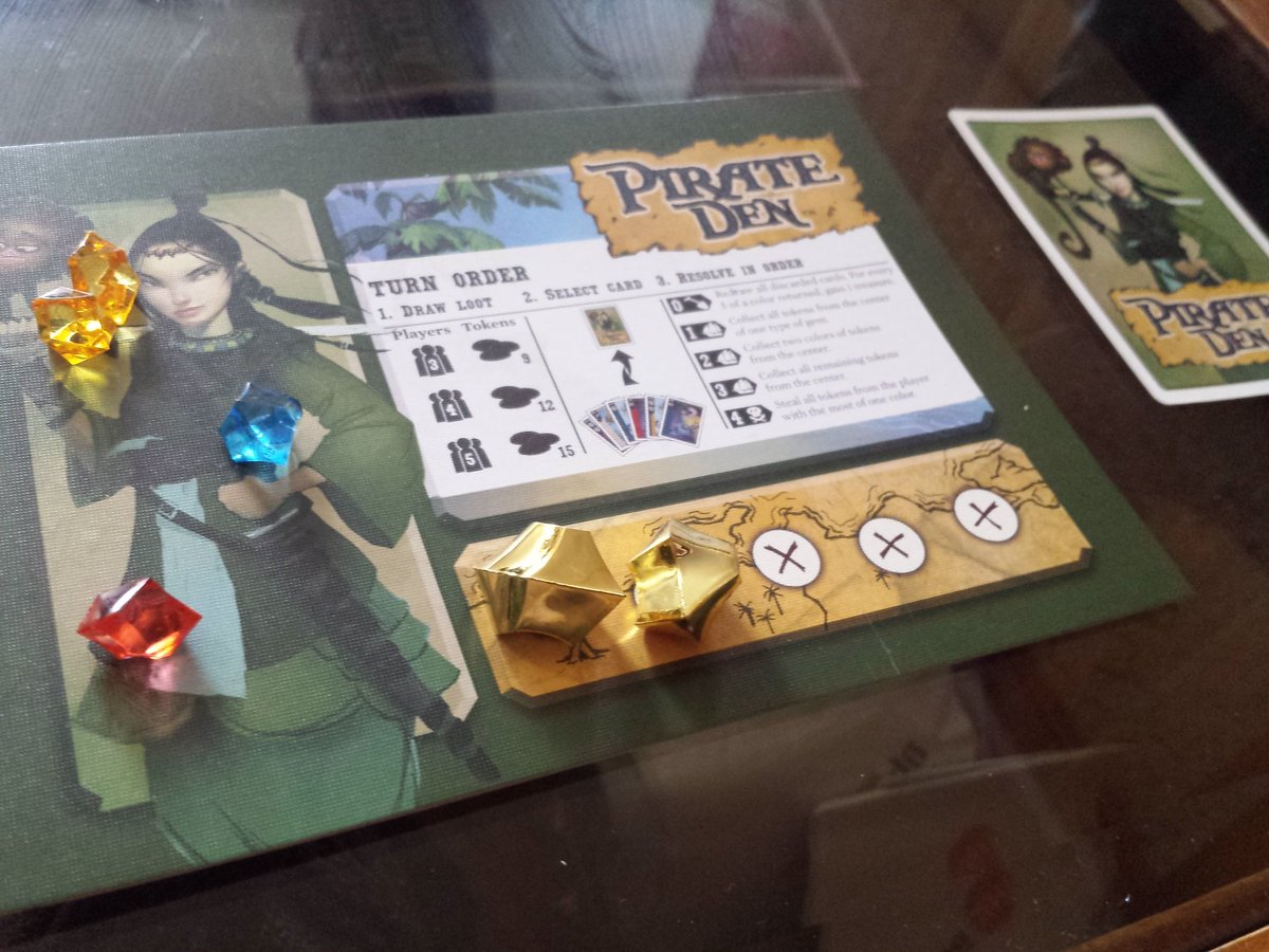 DinaaoMeeples's tweet photo. #PirateDen champion!!! Two rounds #undefeated. #GameDay saturday with hubby and @elanmoridin. This is a great in between game. Each round is super quick, but you never know who will win until the end. What will we play next?? #boardgames #tabletopgames #boardgameday #IWin https://t.co/mNPTNAAxK5