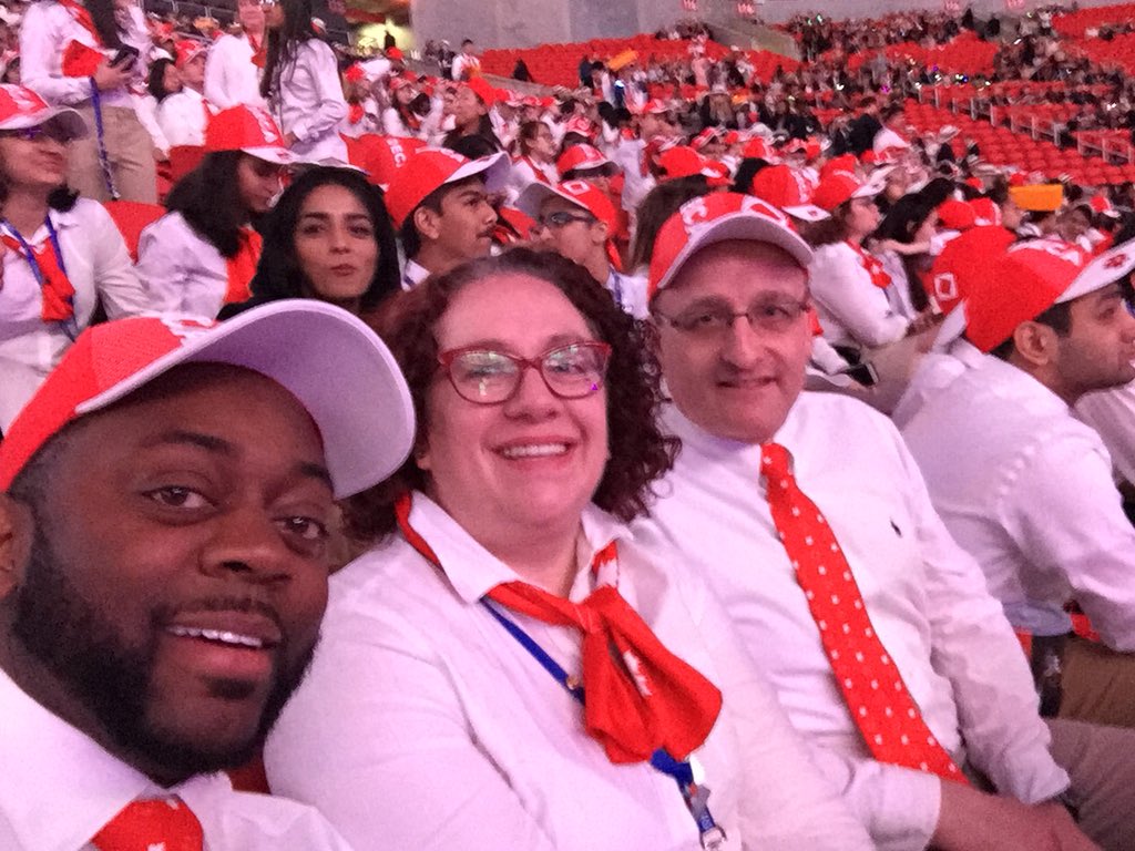 RhodenEDU's tweet photo. Grateful for the time with @MsCMcDonald and #VPHamilton
Opening Ceremonies w/ @TFSSDECA
s/o to @taanzimpathan the “Mother of Dragons” for the photobomb. https://t.co/dSM7jRYx7B