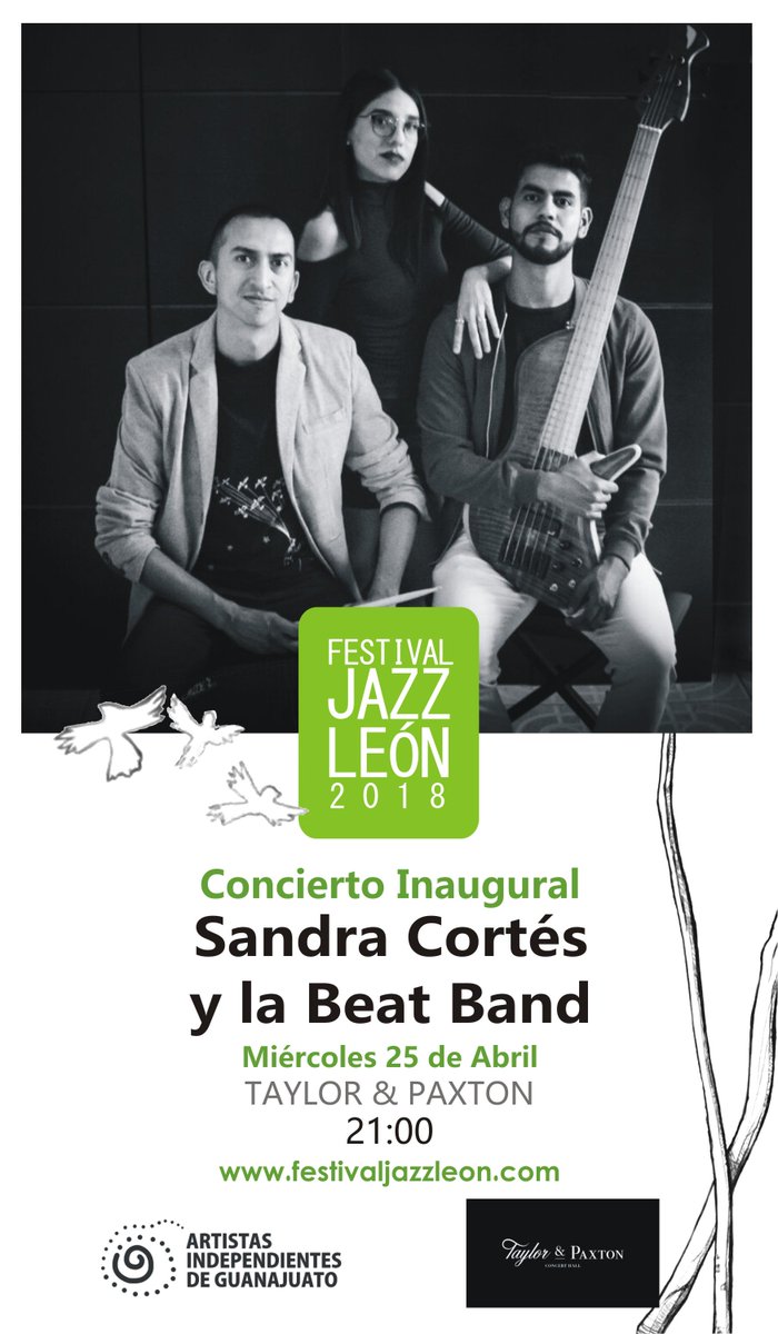 FestJazzLeon's tweet photo. Sandra Cortés y la Beat Band - Concierto Inaugural. 25 de abril 2018.
¡Te esperamos en el concierto Inaugural del Festival de Jazz de León, 2018!
#FestivalJazzLeón2018  #TaylorandPaxtonConcertHall #JazzenLeón https://t.co/PgYk7aTP1Q