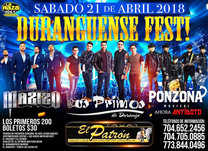 PrimosMX's tweet photo. Mi gente hoy tenemos una cita En el #ClubRumba de Hickory NC, y
#ElPatron de Concord NC, el tur #DuranguenseFest 🎤🎷🎹🎸🍺#primosdedurango #primosmx #mazizomusikal #ponzoñamusical
No vemos en la noches mi raza 👍🏻😉 https://t.co/yfR1PTu6Jx