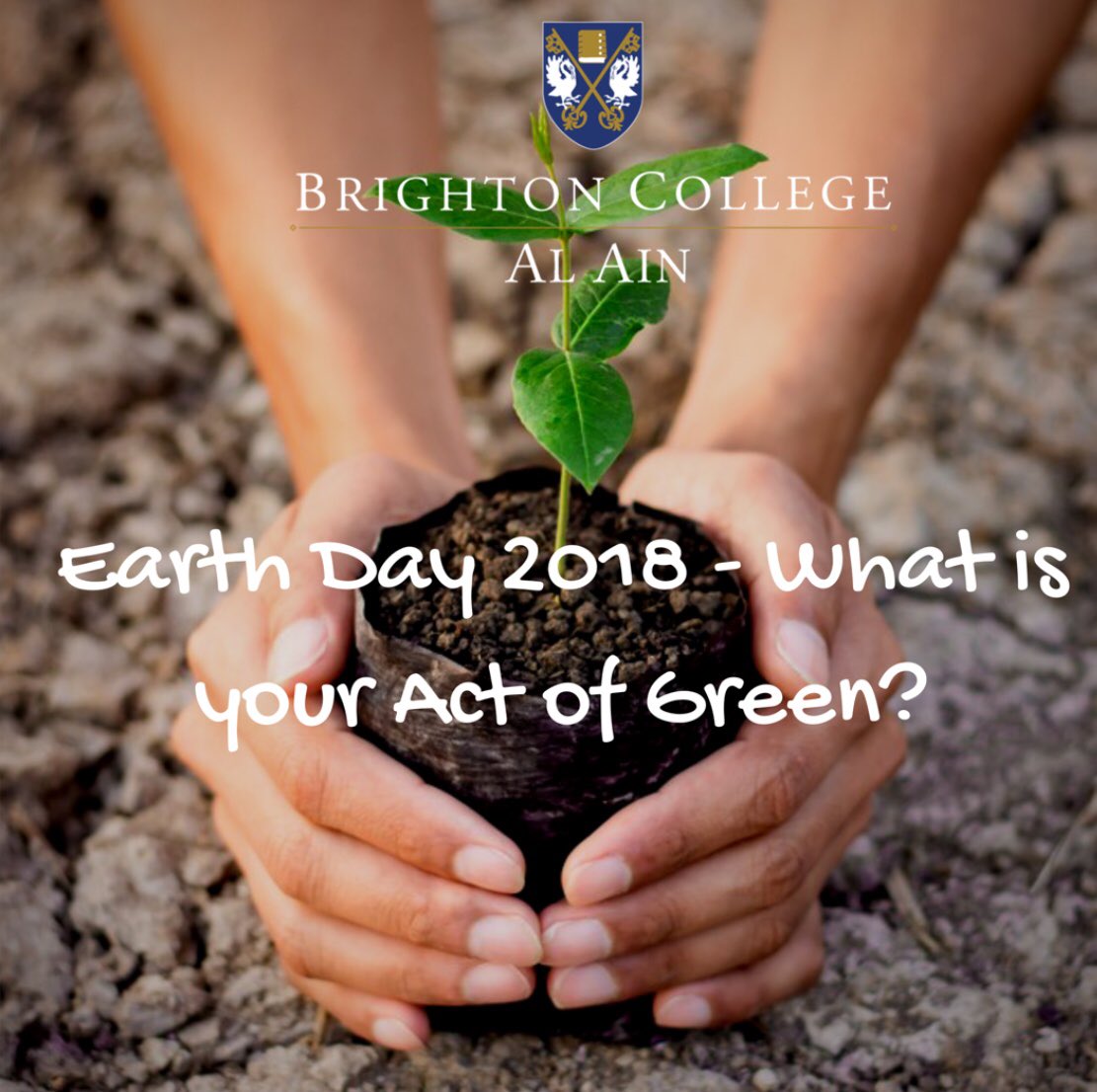BCAlAin1's tweet photo. What’s your Act of Green today? #earthday2018 #actofgreen #brightoncollegealain https://t.co/2WPapFCGns
