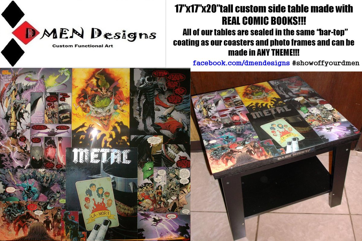 DmenDesigns's tweet photo. #custom #comic #table #handmade with REAL @DCComics #metal #comicbooks
In #celebration of the landmark @Ssnyder1835 & @GregCapullo #DarkNightsMetal & #TheBatmanWhoLaughs
#dccomics #Batman #homedecor
#ComicArt #homedecorideas
#handmadegifts
#DmenDesigns #showoffyourdmen https://t.co/xQpv74GrK7