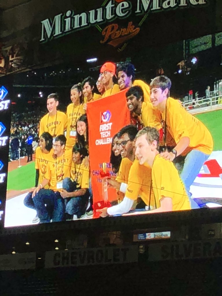FTC9879's tweet photo. Congratulations to @7477Super7 on the @FTCTeams World Championship INSPIRE AWARD! https://t.co/mTqo4jivDv