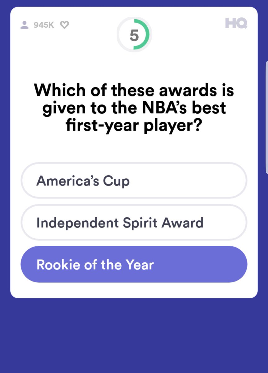 5kl's tweet photo. .@hqtrivia knows what's up. Comments were fun. #FirstYearPlayer https://t.co/a3CBjZLlLf