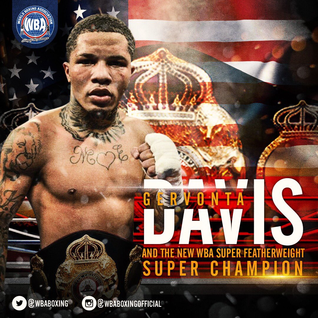 Start spiller bidragyder WBA Boxing on Twitter: "#AndTheNew WBA Super Featherweight Super Champion  @Gervontaa Davis. W by TKO 3 #DavisCuellar https://t.co/Y5mmJK2DpL" /  Twitter