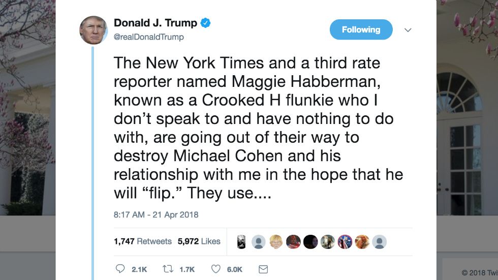 thehill's tweet photo. Trump claims he doesn't speak to NY Times reporter who has frequently interviewed him https://t.co/OPGW157pOO https://t.co/6my67h57Ay
