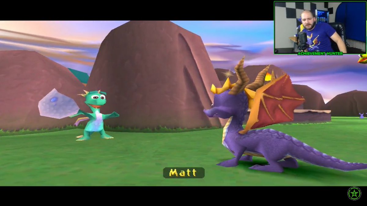 Axialmatt's tweet photo. Hey if you didn't know, @JeremyNDooley has been streaming the original Spyro Trilogy all day. He's on the third game now and he just found my dragon! Go watch right now before he finds yours without you! https://t.co/mlblroc9GH https://t.co/qlSGAkxrJa