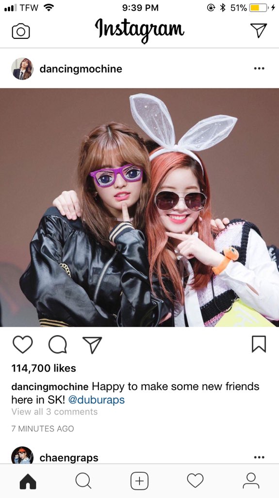 Momo and Sana post on instagram