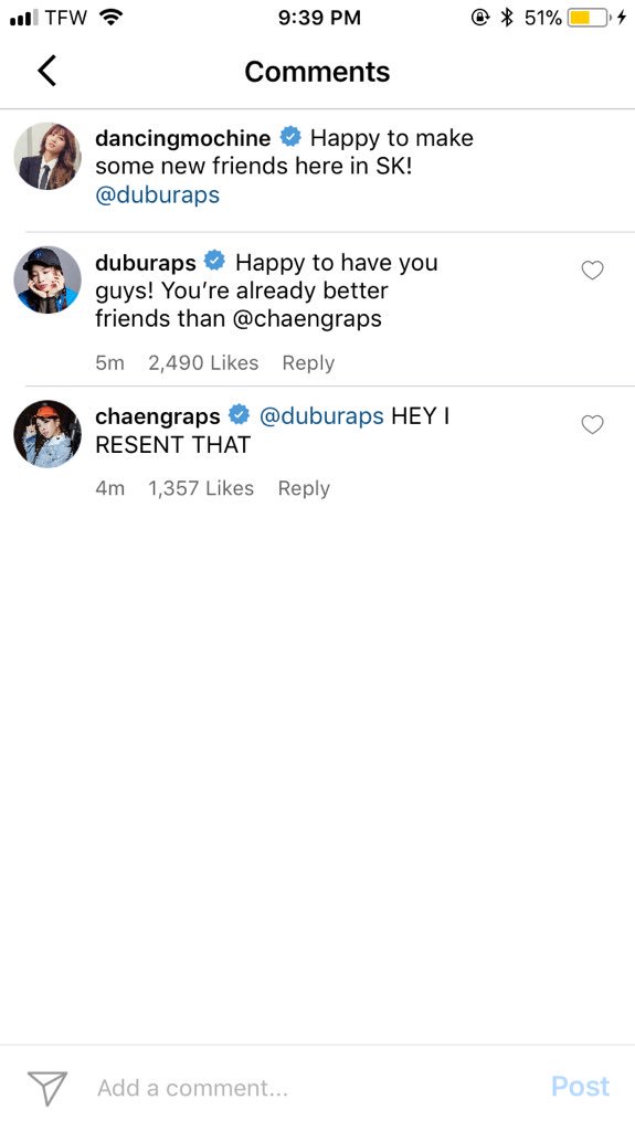 Momo and Sana post on instagram