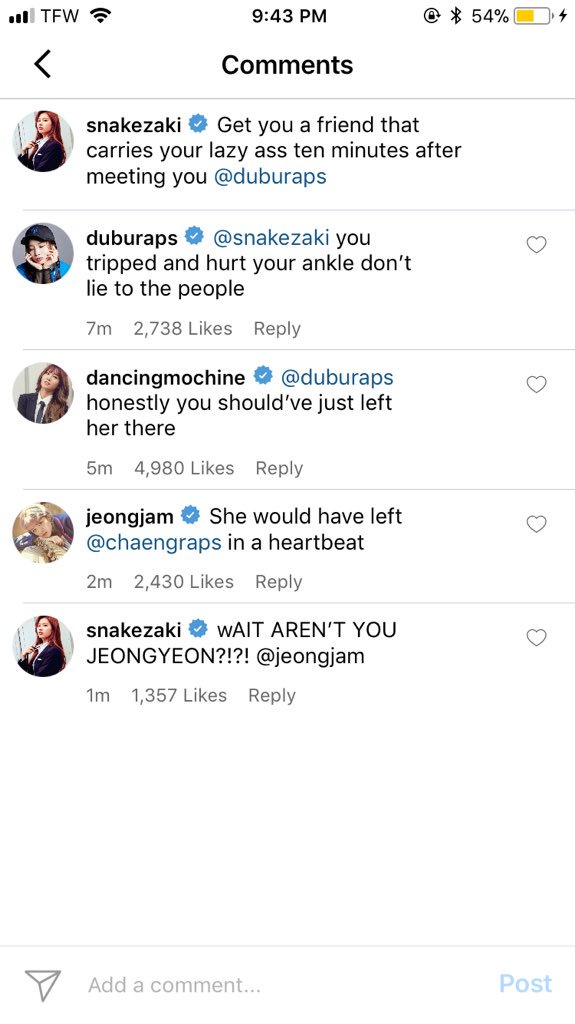 Momo and Sana post on instagram