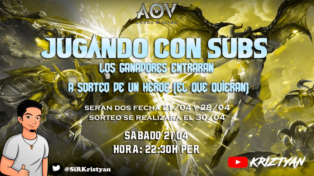 KriztyanMG's tweet photo. Para la gente que juega AoV, Hoy directo para que se diviertan jugando y si logran ganar a mis amigos entraran a un sorteo de un héroe ¡El que quieran! El sorteo sera por mi canal el 30/04 para los ganadores de hoy día y el 28/04... Los espero🤗
Canal: https://t.co/lcCPBx2Xnz https://t.co/p4fG7ialgF