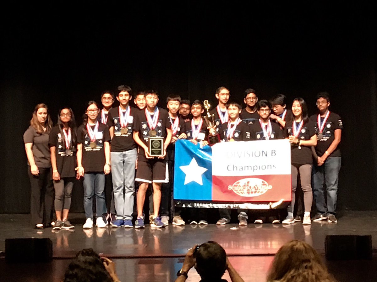 Congrats <a href="/BeckendorffJH/">Beckendorff JH</a> and Seven Lakes High School for both winning 1st place at the Science Olympiad State Tournament. First time both teams have taken home the top spot in the same year. #SO2018CSU #KISDScience #BeTheLegacy @KatyISDSupt #KatyISD <a href="/Ted_Vierling/">Ted Vierling</a> @MAllenMath