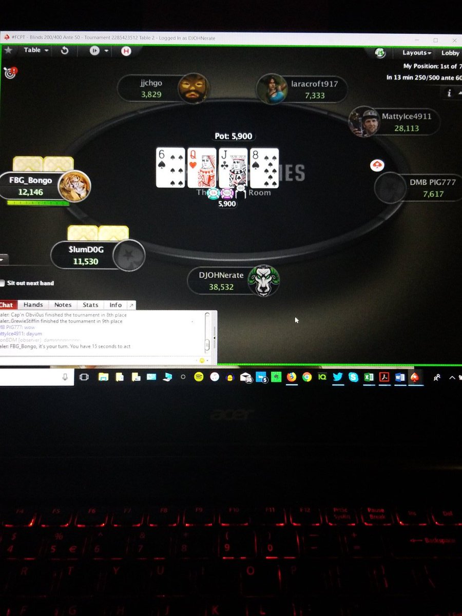 GOATDistrict's tweet photo. Chip leader in the #FCPT #FinalTable down to 7 #FantasyCares https://t.co/RMNcyAN5OQ