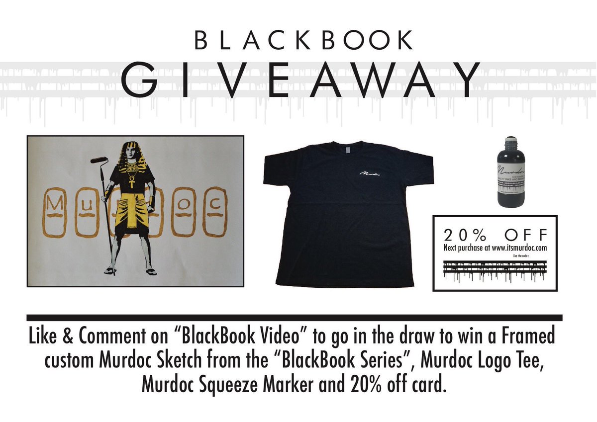 itsmurdoc's tweet photo. Dropping new Blackbook Video tonight at 6pm. Stay tuned for Give away pack including framed sketch from video, logo t-shirt and more #murdoc https://t.co/7JSOMSt9mp