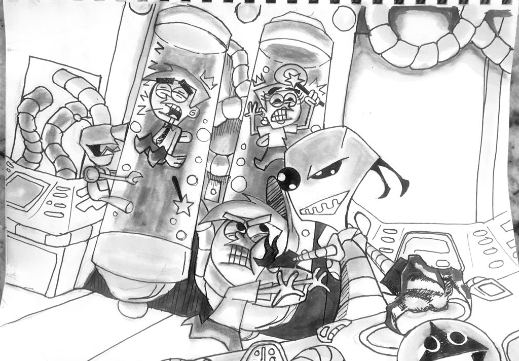 DSawbones's tweet photo. @realhartman #channelchasers2 it was only when I finished that I realized I didnβt actually draw them in The Invader Zim style. Kill me. https://t.co/RseDsAusa1