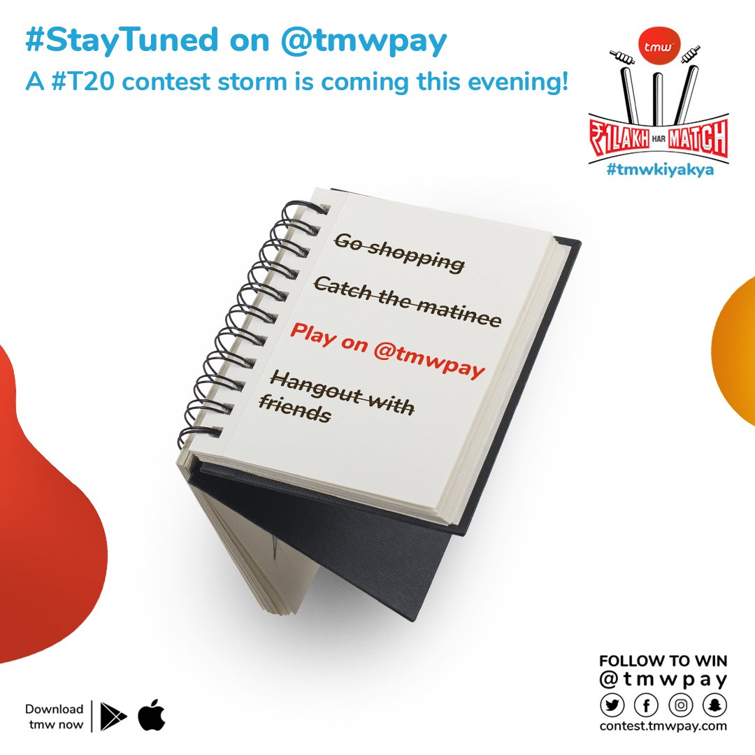 Cancel any plans you have this evening. Get your phones ready, and fire up the Twitter app to get ready to play and win a brand new epic <a href="/tmwpay/">tmw fintech pvt ltd.</a> #Contest this #SuperSunday 🙌🏻

Follow <a href="/tmwpay/">tmw fintech pvt ltd.</a> | Register at tmw.is/contest | #GetReady
#ContestAlert