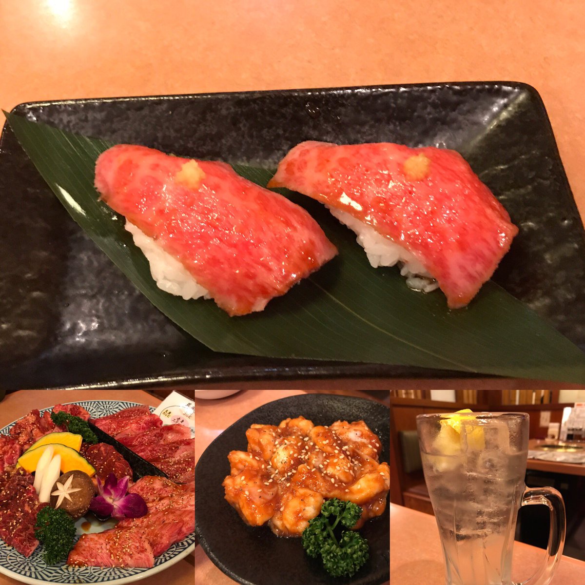 乙レディー 先週の激務回想ディナー 炎座で焼肉 しばらく行かない間に1番美味しいセット雅が無くなり全体に値段が上がったので 今回は2番目に良いお肉にしました 後半までムカムカしないでこの辺がいいのかも 贅沢を気にしながらの平日ディナー