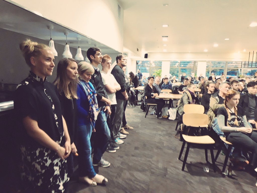 FoodRevolver's tweet photo. The crew ready to convince the judges to join the revolution. #swdud #StartupWeekend https://t.co/Dyzm1hV5xe