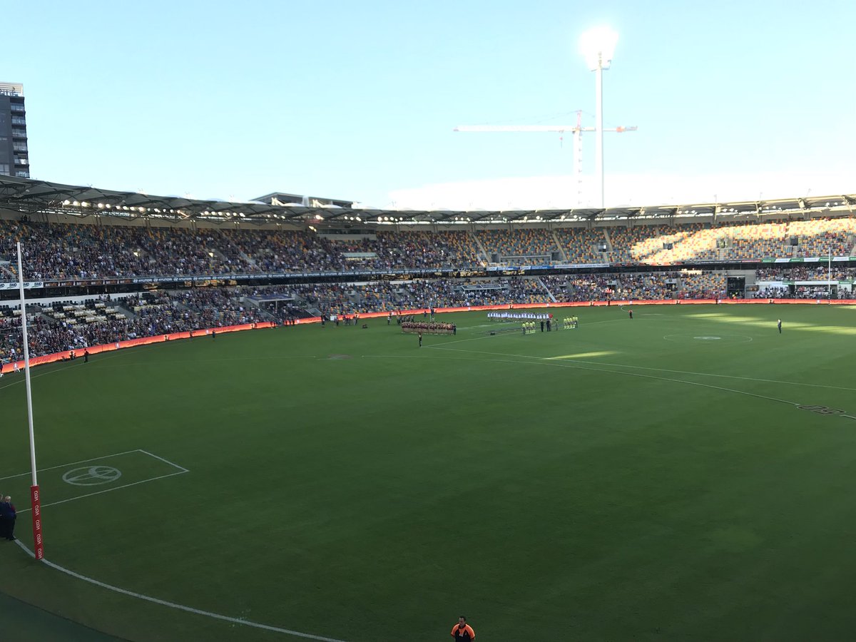 cassburton's tweet image. ANZAC Round QClash at the Gabba @brisbanelions 🇦🇺 #LestWeForget #GoLions