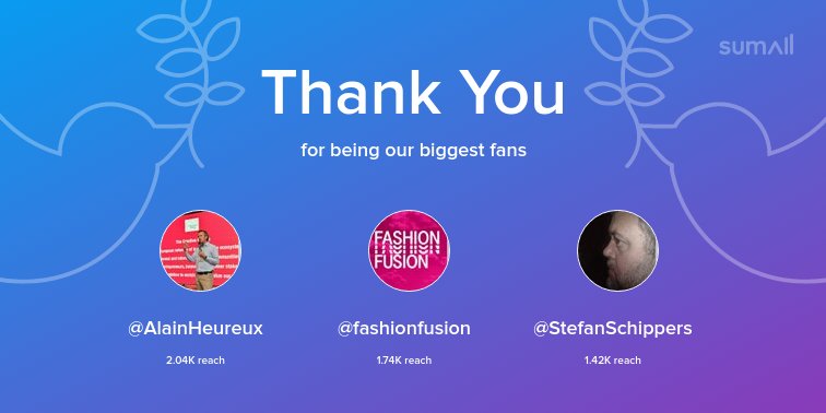 Our biggest fans this week: @AlainHeureux, @fashionfusion, @StefanSchippers. Thank you! via sumall.com/thankyou?utm_s…