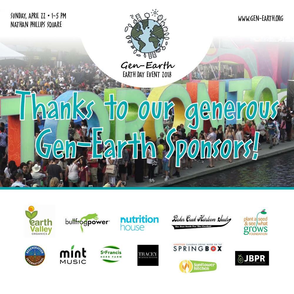 GenEarthEvent's tweet image. Thank you to our incredible Sponsors! #GenEarth would not be possible without their generosity and dedication.
Links to all at gen-earth.org
.
#genearth #generationearth #sponsored #earthday #earthday2018 #earthdaytoronto #torontoevents #toevents
