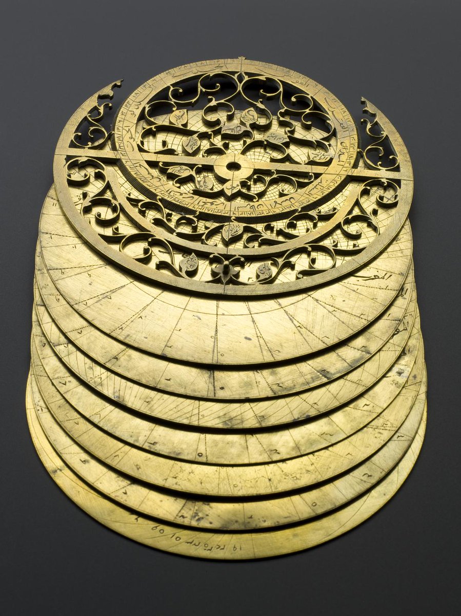 sciencemuseum's tweet photo. Introduced into India c.1300s, astrolabes were used to track the movements of stars across the sky, tell time and navigate. See an astrolabe on display in our free exhibition #IlluminatingIndia. Closes today! https://t.co/GDqdUhYyd0 https://t.co/bt8Z9ehYw9
