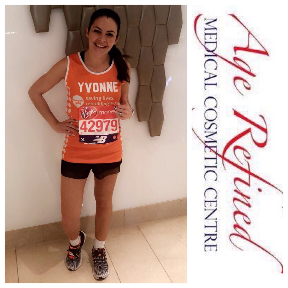 AgeRefined's tweet photo. After several months of training our Staff Nurse Yvonne is running the London Marathon today for an amazing cause. 
Come back with a gold medal. #meningitisnow #dedication https://t.co/a7pzKW6bb5