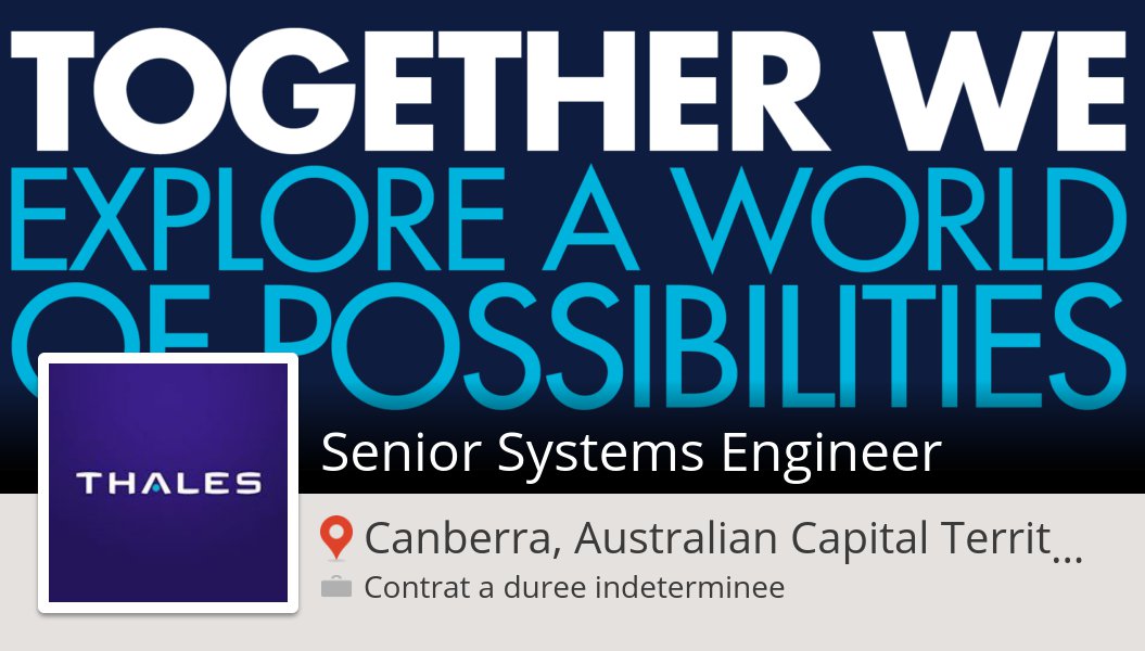 _paulbowles's tweet photo. Senior #Systems #Engineer (#job) wanted in Canberra, Australian Capital Territor.... #Thales https://t.co/FHp6LrfDfW https://t.co/cqA7jR00oK
