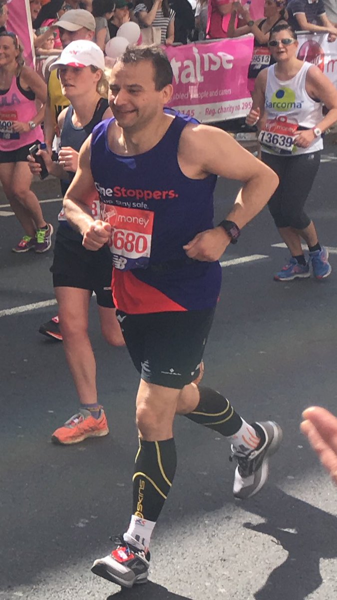 CrimestoppersUK's tweet image. We’re having some connection issues but our CEO Mark has just passed us between 18 and 19 miles. Keep going Mark. ##teamcs #LondonMarathon