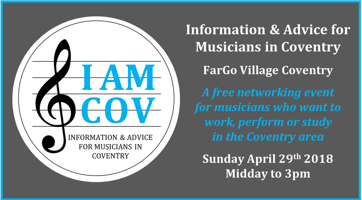 Calling all Cov musicians! There's one week to go until our networking event at <a href="/FargoVillage/">FarGo Village</a> designed for anyone who's interested in learning and playing music in Coventry. Any genre, any style, any level - come and chat to us next Sunday.
