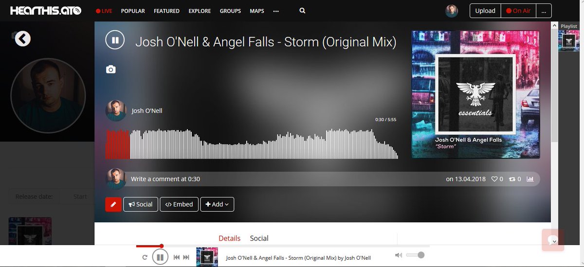 I have just uploaded longer preview of my ne track "Storm" 
Follow this link: hearthis.at/joshonell/stor…
#joshonell #statecontrolrecords #trance #vocaltrance #progressivetrance #outnow
