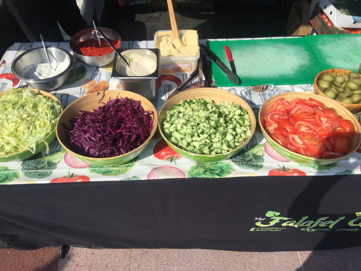 Fancy a falafel or chicken schnitzel while watching the marathon come to Gauging Square E1 near mile 13! #LondonMarathon18 #falafel #chicken #wraps #streetfood #salads #vegan #glutenfree