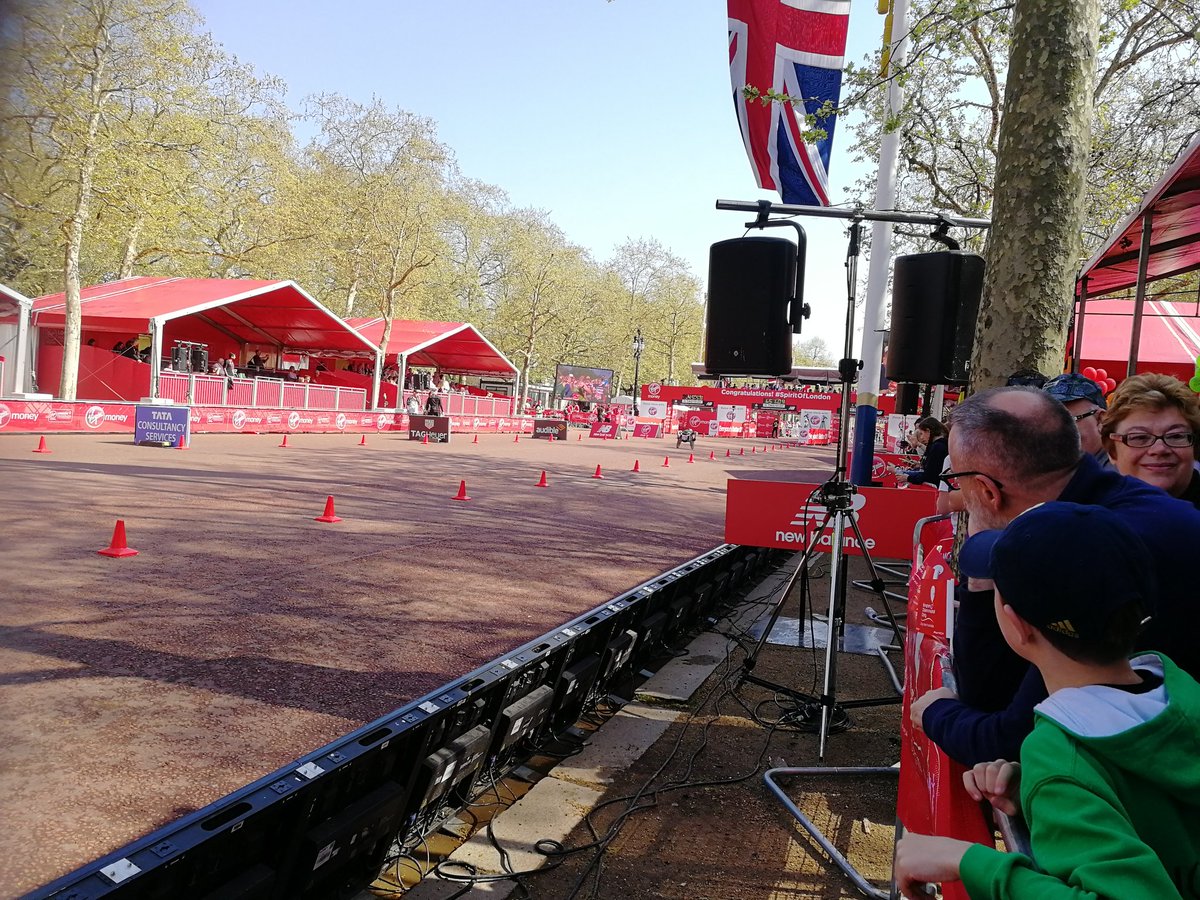 CollettSteph's tweet image. Installed in the grandstand representing @MulberryBushOrg! Go TIM AND JOY! We're waiting for you!!!! #LondonMarathon