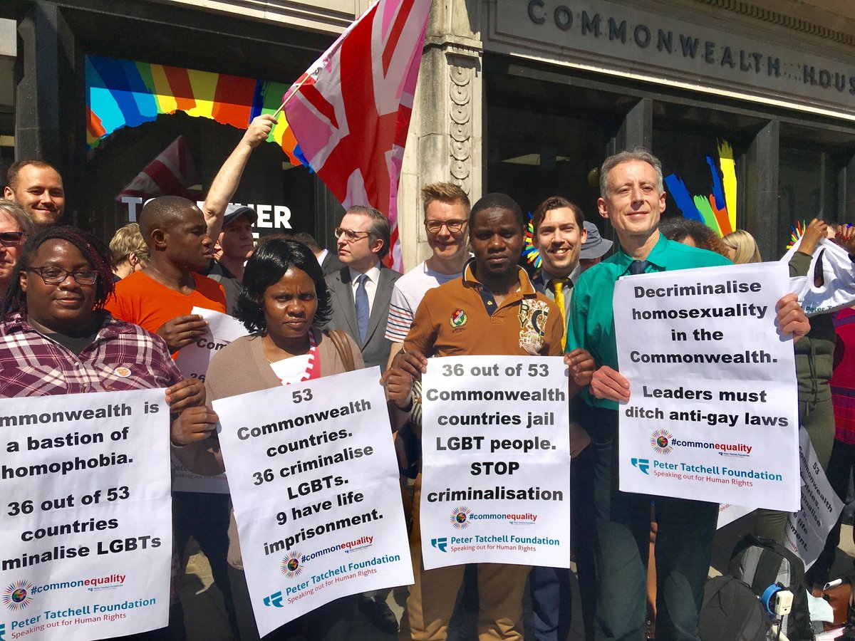 PT_Foundation's tweet photo. THANK YOU to everyone who supported our campaign for #CommonEquality in the #Commonwealth. We presented a 104K petition demanding decriminalisation, helped get the PM express regret for UK imposed homophobic colonial laws & made LGBT voices heard outside the leaders summit https://t.co/ilHp3SrZ74