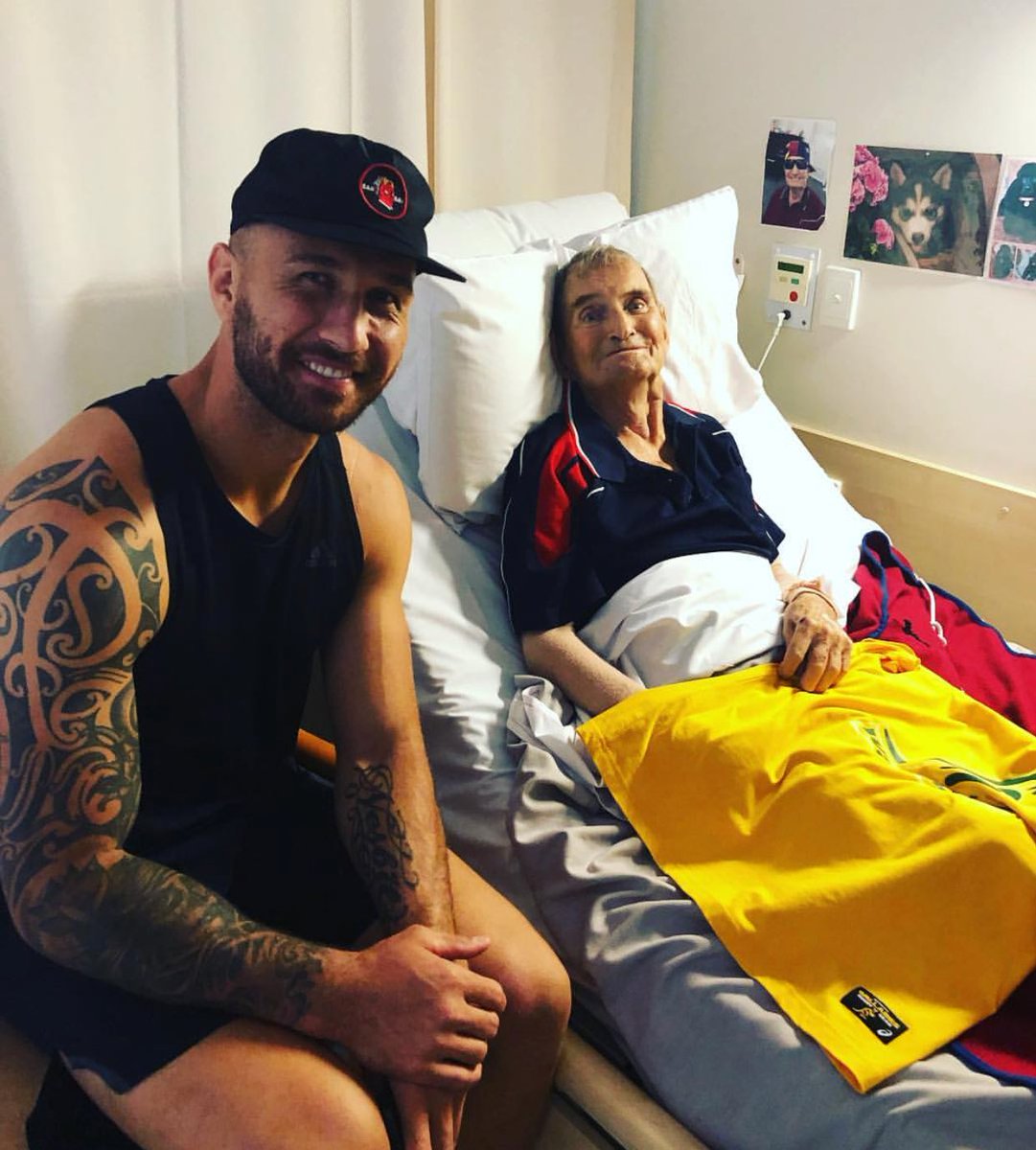 QuadeCooper's tweet photo. A timely reminder of how important it is to live your best life and to never take it for granted.. I was fortunate enough to meet this lovely man Brian who may only live to see the next few days.. I was told Brian has no family but now he is part of the rugby family forever ♥️ https://t.co/bNkE7sdiWO