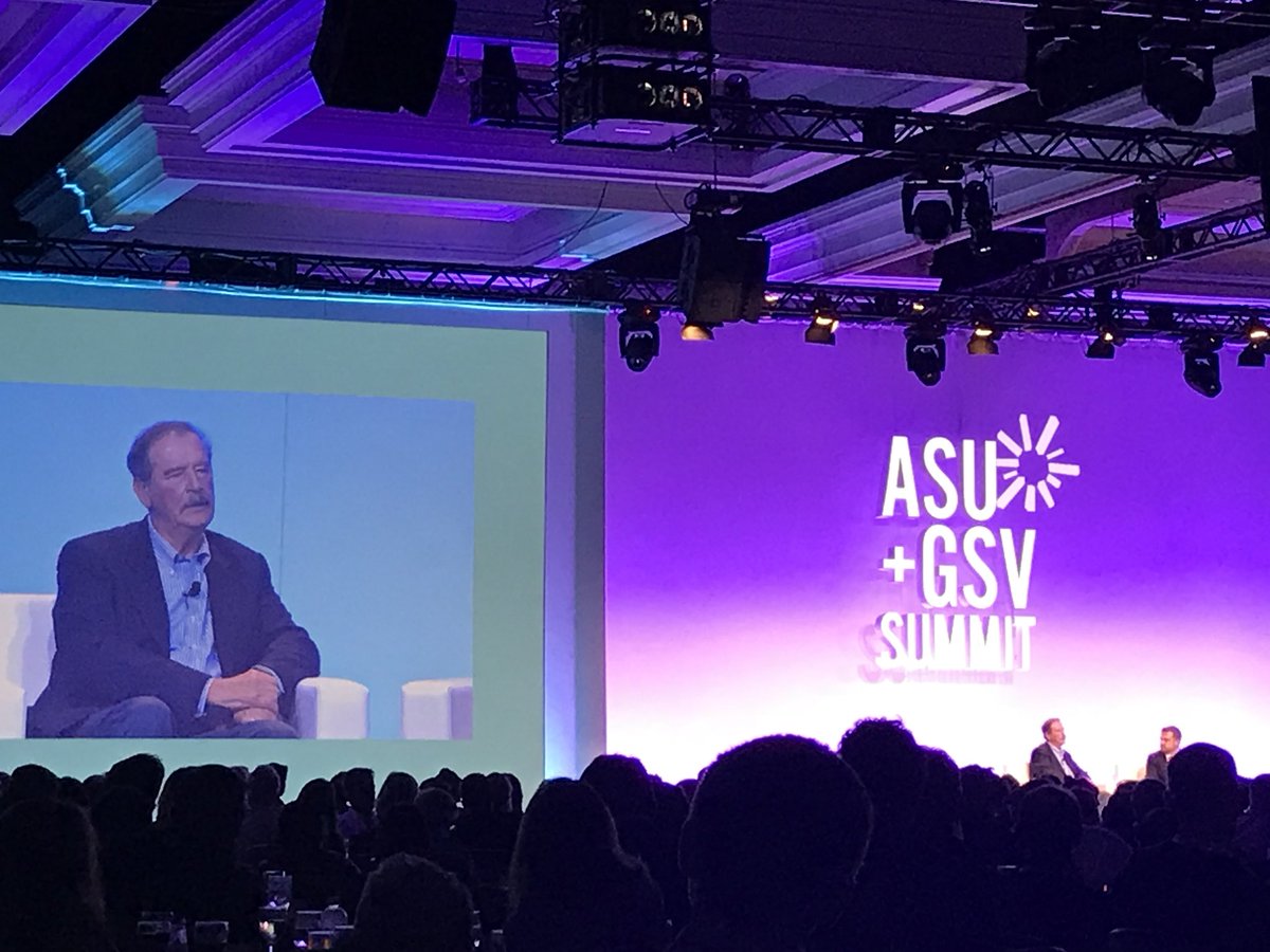 Thanks <a href="/deborahquazzo/">Deborah Quazzo</a> for organizing this amazing event <a href="/asugsvsummit/">ASU+GSV</a>. <a href="/VicenteFoxQue/">Vicente Fox Quesada</a> on the stage. #Education #edtech