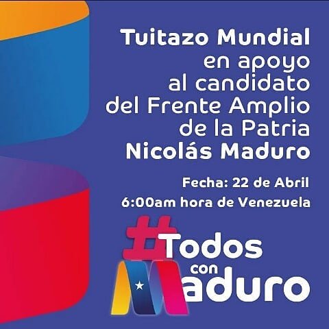 rafaelcalles's tweet photo. Buenos días #Portuguesa ¡CONTAMOS CONTIGO! Camarada acompáñanos hoy domingo al gran tuitazo mundial en apoyo a @nicolasmaduro ❤🇻🇪 #TodosConMaduro será la etiqueta a utilizar en nuestras cuentas para expresar nuestro respaldo al candidato de la Patria... ¡Participa! https://t.co/pwDtnV3BKY