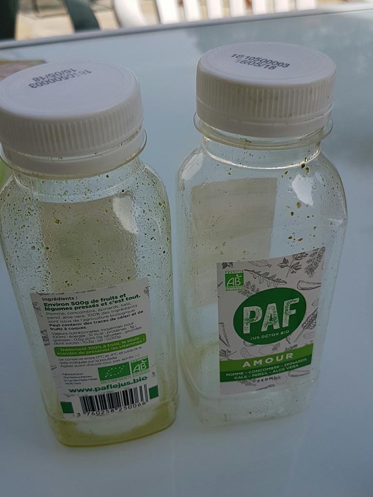 Livré hier à domicile, remis en mains propres, directement au frigo. ...et @Paf_Le_Jus. 1er essai ce matin au petit déjeuner en terrasse. Au programme : Amour 💞 Excellent. La preuve ! #bio #healthy #sante #fruits #jus #detox