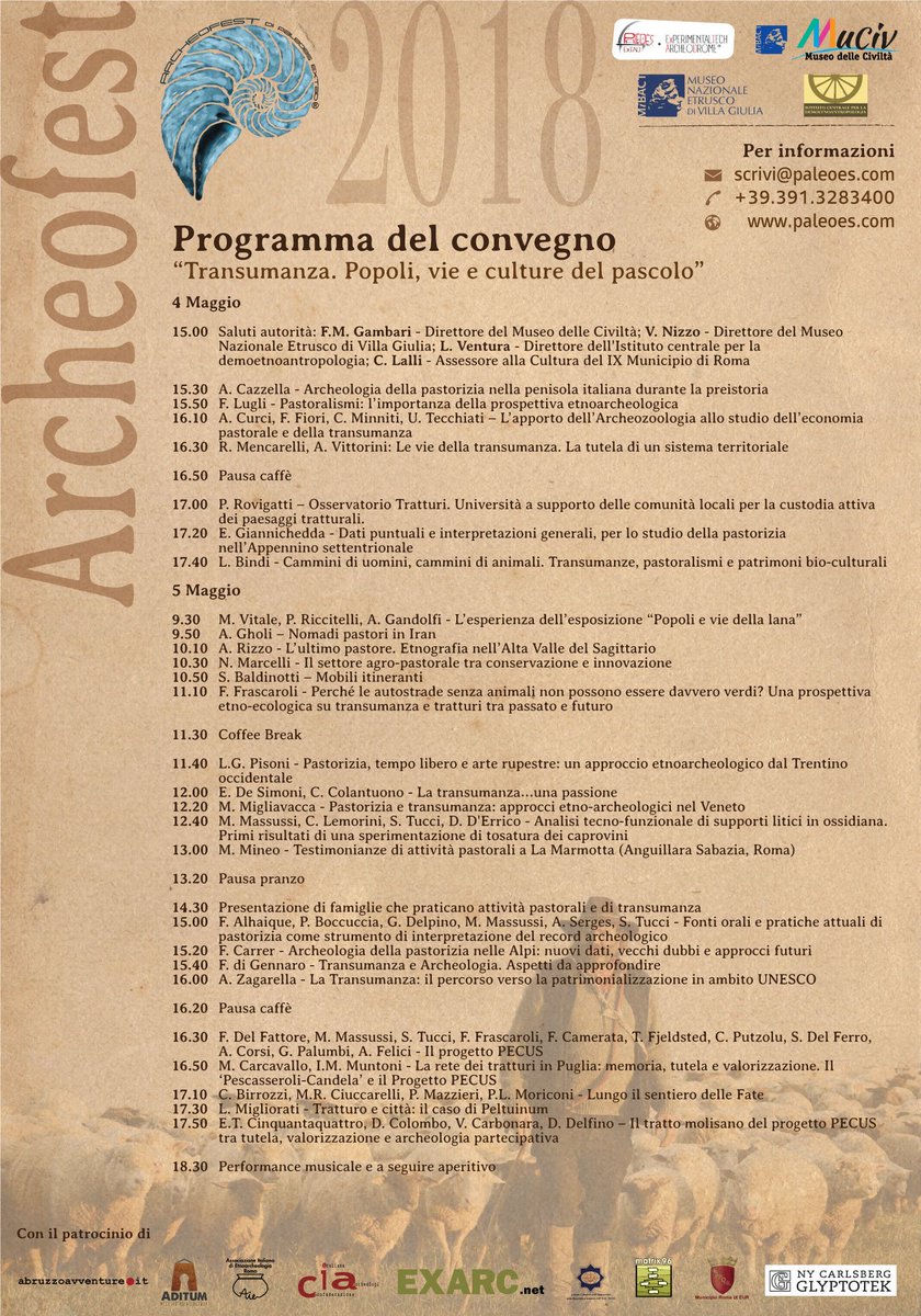 Archeofest (@archeofest) on Twitter photo #Programma #Convegno #Transumanza ad #Archeofest 2018!
<a href="/MuseoCivilta/">Museo delle Civiltà</a> <a href="/VillaGiuliaRm/">Museo Etrusco Villa Giulia Roma</a> @ISTITUTODEA <a href="/direttore84/">News della Valle</a> <a href="/MIBACT/">Baguet Miba Indulek Derito CT</a> <a href="/UNESCO/">UNESCO 🏛️ #Education #Sciences #Culture 🇺🇳</a> <a href="/dariofrance/">Dario Franceschini</a> @MipaafSocial <a href="/TgrRai/">Tgr Rai</a> <a href="/EspPuglia/">Especially Puglia</a> <a href="/MeteoWeb_eu/">MeteoWeb</a> <a href="/ItalyinFIN/">Italy in Finland</a> <a href="/abruzzowebtv/">abruzzo web tv</a> <a href="/Roma/">Roma</a> <a href="/RomaNews/">RomaCe</a> <a href="/ReporterViaggio/">Reporter In Viaggio 🗺</a> <a href="/moliseweb/">MoliseWeb</a> <a href="/iserniawebit/">IserniaWeb.it</a> #Programma #Convegno #Transumanza ad #Archeofest 2018!
<a href="/MuseoCivilta/">Museo delle Civiltà</a> <a href="/VillaGiuliaRm/">Museo Etrusco Villa Giulia Roma</a> @ISTITUTODEA <a href="/direttore84/">News della Valle</a> <a href="/MIBACT/">Baguet Miba Indulek Derito CT</a> <a href="/UNESCO/">UNESCO 🏛️ #Education #Sciences #Culture 🇺🇳</a> <a href="/dariofrance/">Dario Franceschini</a> @MipaafSocial <a href="/TgrRai/">Tgr Rai</a> <a href="/EspPuglia/">Especially Puglia</a> <a href="/MeteoWeb_eu/">MeteoWeb</a> <a href="/ItalyinFIN/">Italy in Finland</a> <a href="/abruzzowebtv/">abruzzo web tv</a> <a href="/Roma/">Roma</a> <a href="/RomaNews/">RomaCe</a> <a href="/ReporterViaggio/">Reporter In Viaggio 🗺</a> <a href="/moliseweb/">MoliseWeb</a> <a href="/iserniawebit/">IserniaWeb.it</a>
