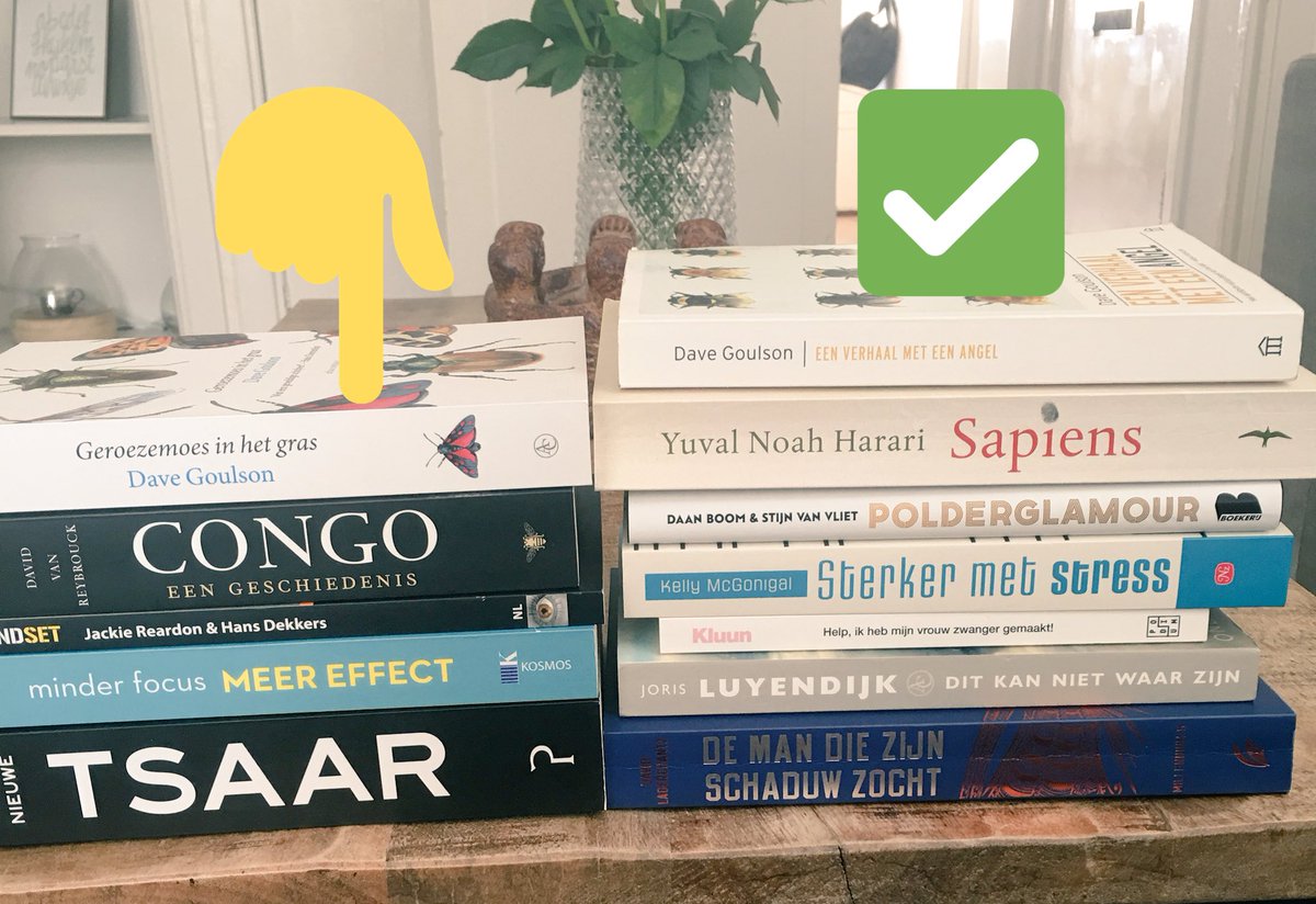 Zon, balkon, koffie en... alleen nog een nieuw boek: welke zal ik doen? Uiteenlopende boeken combinatie gelezen de afgelopen maanden.