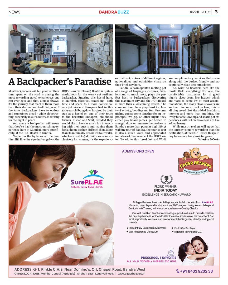 bandrabuzz's tweet image. Nestled in the by lanes off the bustling Hill Road in a quaint bungalow, the Horn OK Please! 

Read about it bit.ly/2qHmycb

#bandra #hophostel #backpackinghostel #backpackershostel #backpackindia  #wanderlust #traveltomumbai #indiatravelgram #indiatravel #dormsweetdorm